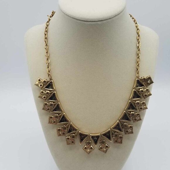 J Crew Matte Finish Triangle Crystal Rhinestone Cluster Necklace - Picture 7 of 12